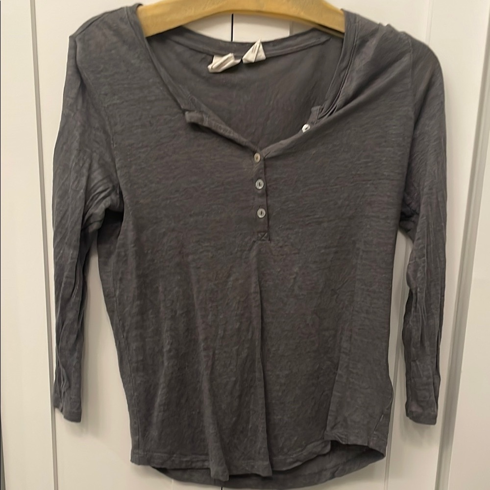 Gray Button-Up Women's Top